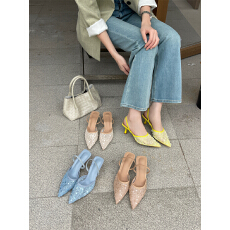 2026年新款包头蕾丝穿珠重工高跟凉鞋