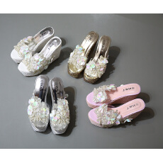 2026绝美~仙女风花朵一字带拖鞋外穿夏季高跟鞋配裙子414243可定