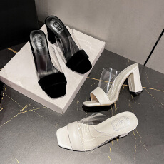 批发透明凉鞋女2026新款<b class='q'>夏</b>季外穿一字带粗跟防水台高跟鞋配裙子鞋子