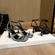 批发香港2026夏季新款黑色绑带高跟鞋女尖头斩男一字扣带性感高跟凉鞋