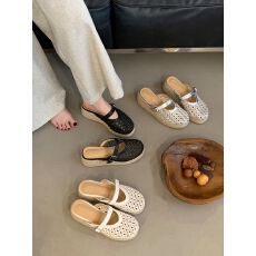 批发小众设计感2025年<b class='q'>夏</b>季新款草编百搭厚底增高懒人度假沙滩凉拖鞋女