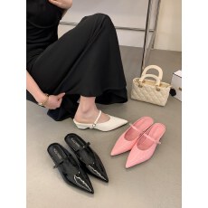 2026年早春新款粗高跟气质法式仙女风浅口百搭包头拖鞋女