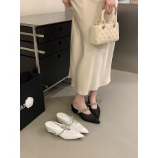 2026年早春新款粗高跟气质法式仙女风水钻浅口百搭包头拖鞋女