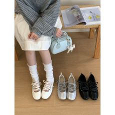 批发2026年春<b class='q'>秋</b>新款仙女风系带韩版浅口绸缎芭蕾舞单鞋女
