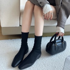 批发羊皮版~平底超软弹力瘦瘦靴女2025年新款ins大长<b class='q'>腿</b>百搭短筒靴<b class='q'>袜</b>靴