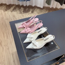 批发白色繁花 漆皮后空绊带包头凉鞋细跟尖头高跟单鞋女