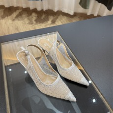 批发凉鞋女2026新款春夏高跟鞋细跟尖头水钻网纱法式巨好看单鞋