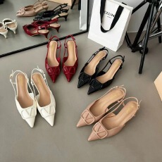 批发2026年新款夏季气质高跟鞋法式细跟尖头一字绝美包头凉鞋裸色女鞋