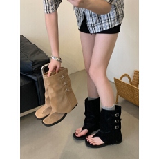 批发方头露趾夹趾凉靴女2025<b class='q'>夏</b>季新款皮带扣时尚百搭辣妹气质裤管凉鞋