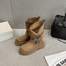 批发厚底时尚中筒靴女2025春秋<b class='q'>英伦</b>风显腿长百搭美拉德马丁靴