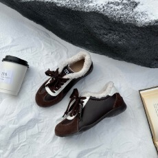 德训鞋女2025冬新舒适绒保暖棉鞋运动休闲鞋