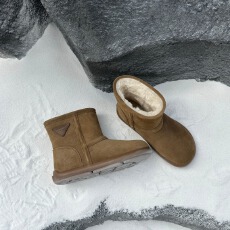 内增高雪地靴女2025冬新款两穿保暖毛毛勃肯鞋复古加绒短靴