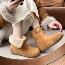 批发厚底雪地靴女款<b class='q'>冬</b>季加绒加厚东北大棉鞋防滑防水中筒休闲软底短靴