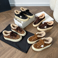 批发欧洲站2025秋季新款平底<b class='q'>休闲</b>板鞋韩版豹纹百搭真皮运动一脚蹬单鞋