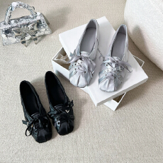 批发复古绸面丝带芭蕾舞风单鞋