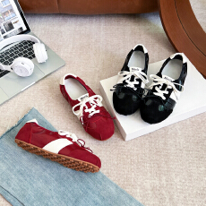 批发真皮复古校芭蕾风<b class='q'>休闲</b>时尚运动单鞋德训鞋总增高3.5公分