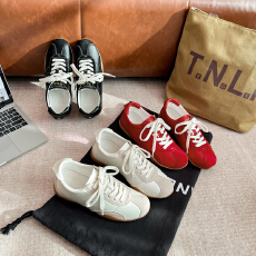 批发真皮拼色小众潮流<b class='q'>百搭</b>简约运动休闲鞋增高5公分