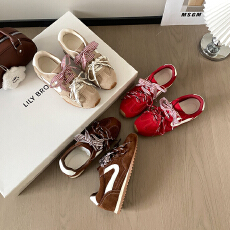 复古色时尚休闲德迅格子样式双系带阿甘运动鞋增高5公分