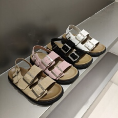 批发真皮勃肯拖一字带厚底凉鞋增高3.5公分