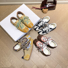 批发真皮复古色时尚潮流拼色双系带款休闲鞋总高3公分