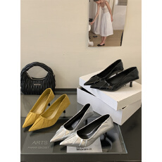 批发2025年四季单鞋邹<b class='q'>纹</b>细跟尖头女秋鞋35-40码