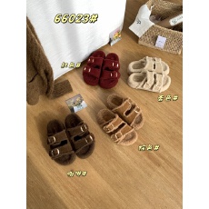 批发厚底勃肯鞋2025秋冬新款<b class='q'>韩版</b>一字毛毛拖鞋女外穿平底博肯加绒棉鞋