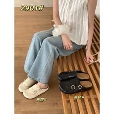 批发2026法式英伦风雕花包头半拖鞋女外穿懒人一脚蹬勃肯女鞋