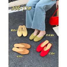 法式平底绒面蝴蝶结包头半拖鞋女外穿懒人一脚蹬无后跟穆勒单鞋