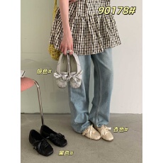 批发法式<b class='q'>复古</b>缎面蝴蝶结芭蕾舞鞋女平底鞋软底舒适百搭铆钉玛丽珍单鞋