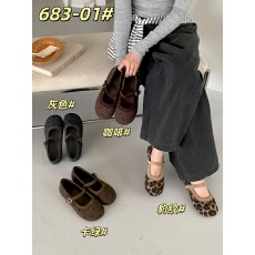 批发新款韩版毛昵料+波点一字带玛丽珍女鞋2026秋冬浅口单鞋