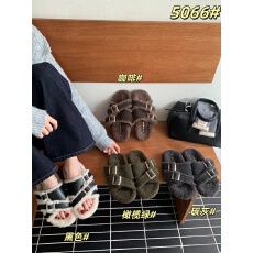 批发加绒厚底磨砂皮+羊绒毛毛拖女外穿26秋<b class='q'>冬</b>一脚蹬复古懒人勃肯棉拖