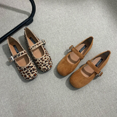 CSYCOCO2026春款上新小众豹纹玛丽珍舒适复古休闲一脚蹬女单鞋