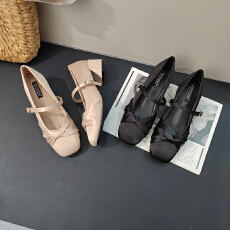 批发CSYCOCO春夏上新法式温柔玛丽珍<b class='q'>舒适</b>粗跟浅口高级单鞋