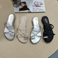 批发CSYCOCO<b class='q'>春</b>夏上新法式交叉套趾低跟拖鞋外出百搭女鞋