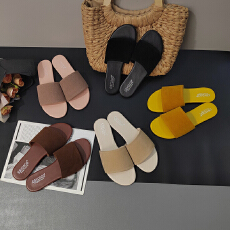 CSYCOCO夏季上新 韩系简约一字带平底外出拖鞋露趾百搭女拖