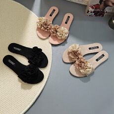 CSYCOCO夏季上新花朵女拖鞋小众仙女一脚蹬外出搭裙女拖