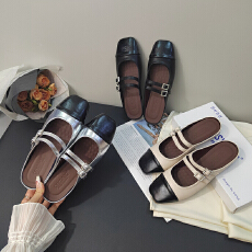 批发CSYCOCO韩系双带拼色一脚蹬包头拖舒适百搭休闲平底女鞋
