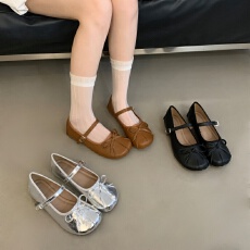批发晚晚风复古小众勃肯鞋女外穿2025春秋季配<b class='q'>裙</b>子棕色<b class='q'>芭蕾舞</b>奶奶单鞋