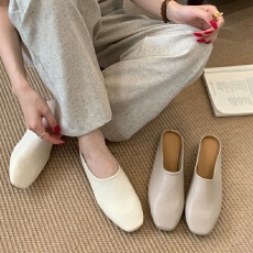批发包头半拖鞋女2025年新款夏季<b class='q'>韩版</b>chic复古编织时尚平底外穿沙滩鞋