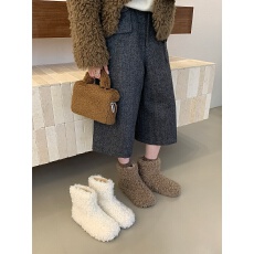 白色毛毛靴秋冬加绒雪地靴女鞋2025新款毛毛鞋保暖棉鞋短靴