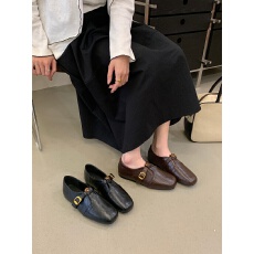 批发复古风乐福鞋女2026新款黑色一脚蹬小皮鞋玛丽珍单鞋