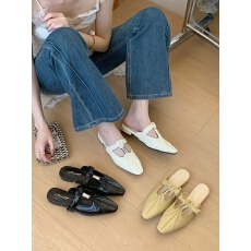 批发小香风半拖鞋女内增高包头拖鞋女2026春秋新款气质<b class='q'>百搭</b>平底拖鞋子