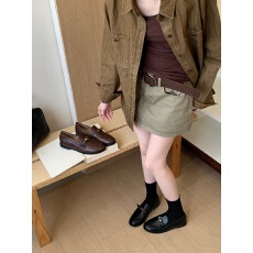 批发英伦复古风真皮时尚休闲<b class='q'>百搭</b>舒适小皮鞋女四季外穿乐福鞋
