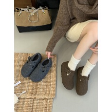 批发加绒保暖厚底包头勃肯拖鞋毛毛鞋女外穿206秋冬新款<b class='q'>休闲</b>棉鞋