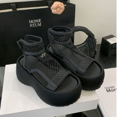 批发追品2025夏季新款松糕厚底网面凉鞋外穿时尚百搭休闲