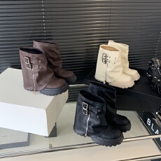 批发英伦风马丁靴女2025年新款炸街裤管靴厚底增高圆头小个子显高短靴