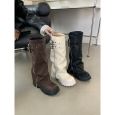 批发2025年新款炸街裤管靴厚底增高圆头小个子显高长靴英伦风马丁靴女