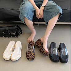 绝美厚底坡跟透明2026夏季新款凉拖鞋小个子显高松糕底时尚百搭