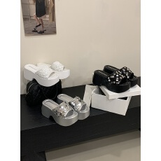 批发8CM松糕厚底一字亮片简约女鞋34--40