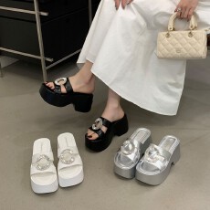 批发8CM厚底松高鞋一字带扣<b class='q'>简约</b>女鞋34--40